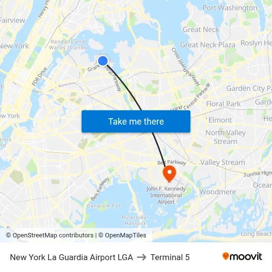 New York La Guardia Airport LGA to Terminal 5 map