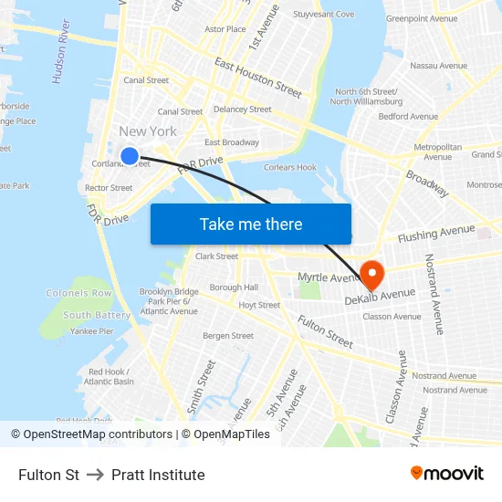 Fulton St to Pratt Institute map