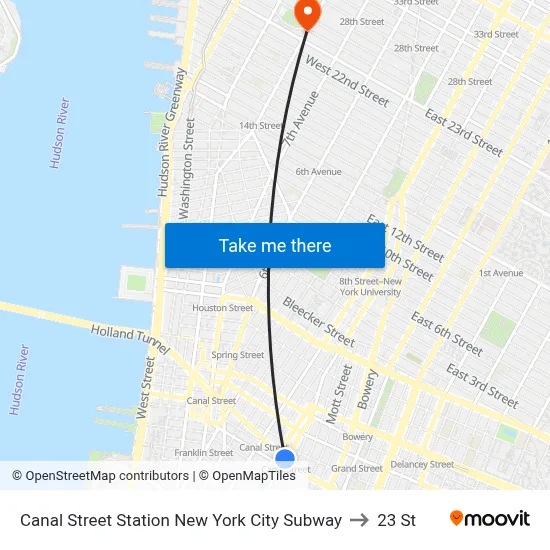 Canal Street Station New York City Subway to 23 St map