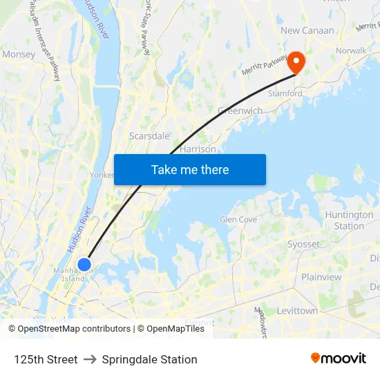 125th Street to Springdale Station map