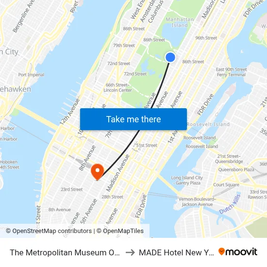 The Metropolitan Museum Of Art to MADE Hotel New York map