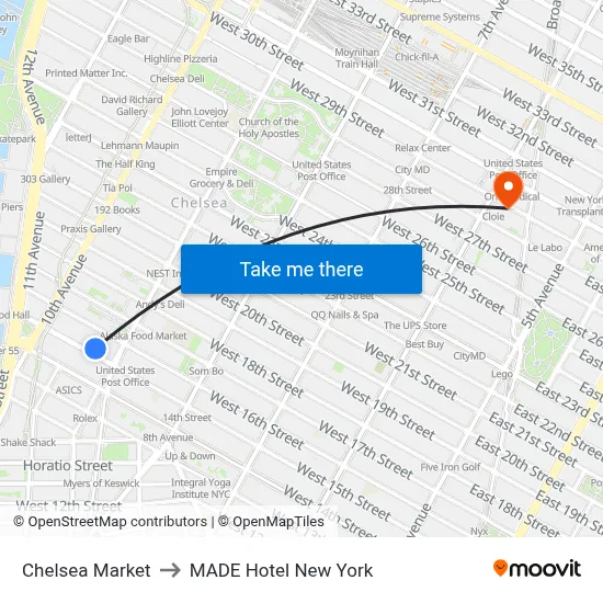 Chelsea Market to MADE Hotel New York map