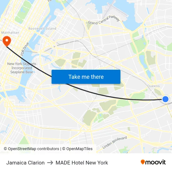 Jamaica Clarion to MADE Hotel New York map