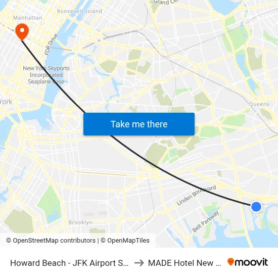 Howard Beach - JFK Airport Station to MADE Hotel New York map
