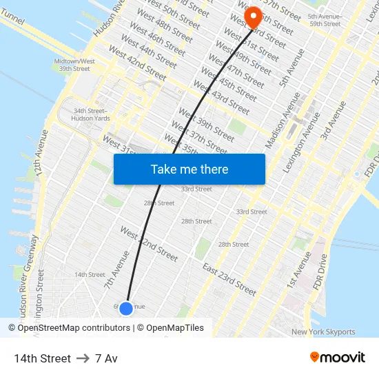 14th Street to 7 Av map