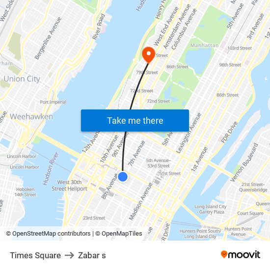 Times Square to Zabar s map