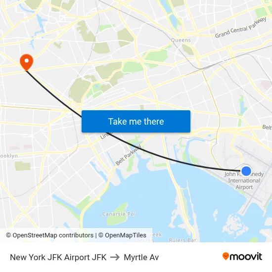 New York JFK Airport JFK to Myrtle Av map