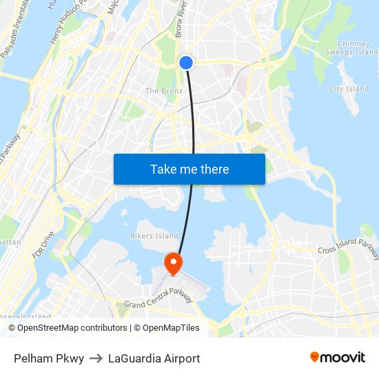 Pelham Pkwy to LaGuardia Airport map