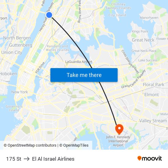 175 St to El Al Israel Airlines map