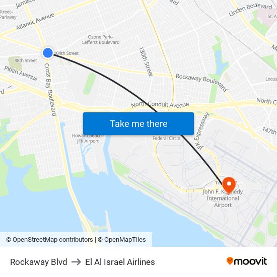 Rockaway Blvd to El Al Israel Airlines map