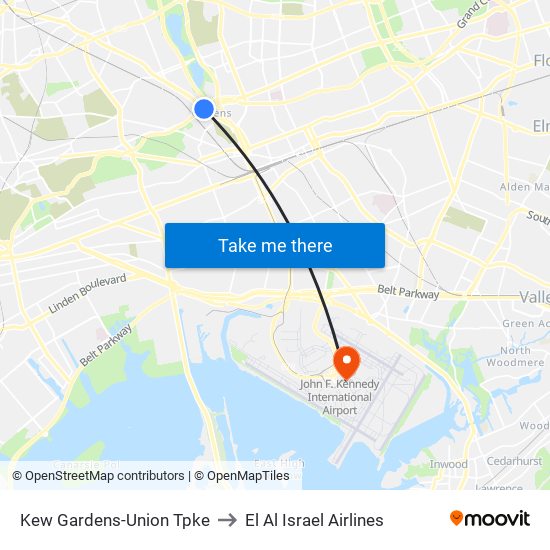 Kew Gardens-Union Tpke to El Al Israel Airlines map