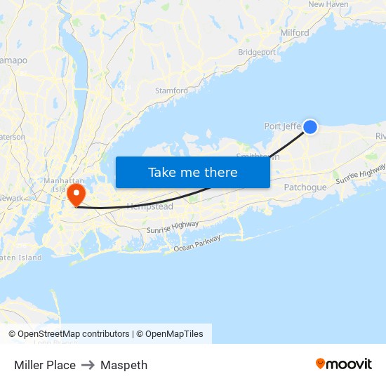 Miller Place to Maspeth map