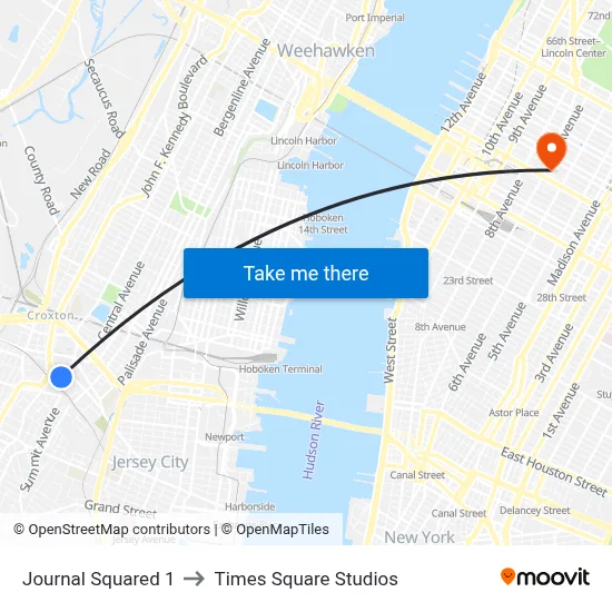 Journal Squared 1 to Times Square Studios map