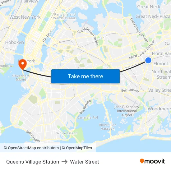 Queens Village Station to Water Street map