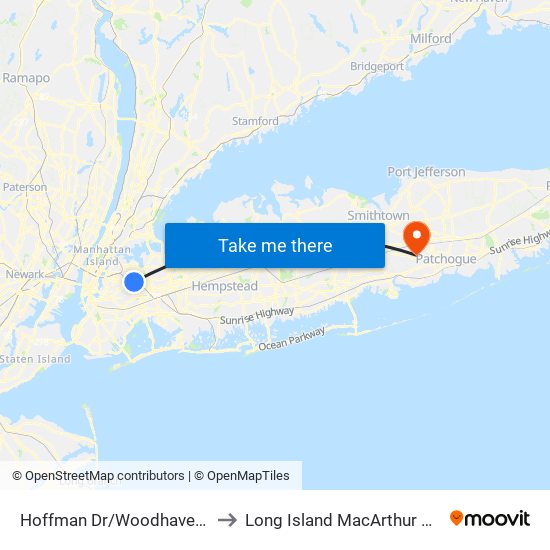 Hoffman Dr/Woodhaven Blvd to Long Island MacArthur Airport map