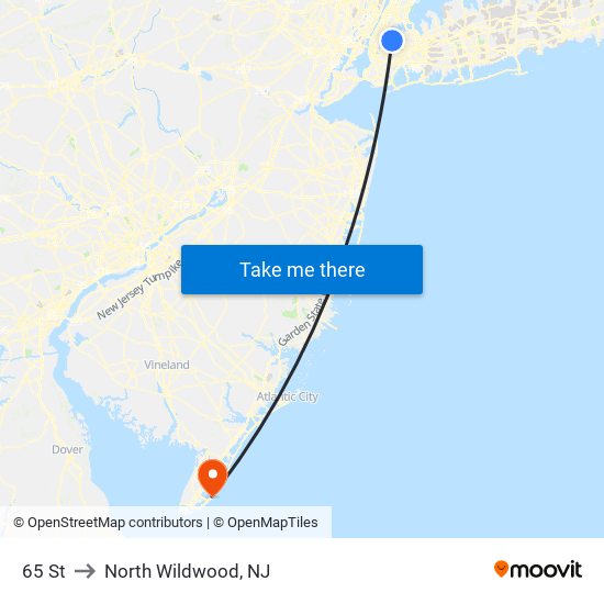 65 St to North Wildwood, NJ map