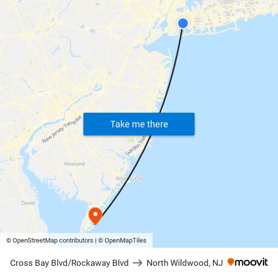 Cross Bay Blvd/Rockaway Blvd to North Wildwood, NJ map