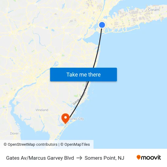 Gates Av/Marcus Garvey Blvd to Somers Point, NJ map