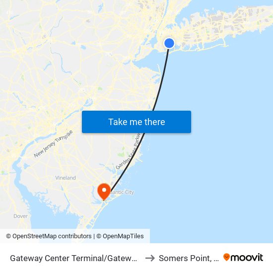 Gateway Center Terminal/Gateway Dr to Somers Point, NJ map