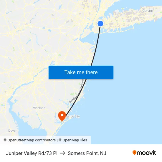Juniper Valley Rd/73 Pl to Somers Point, NJ map