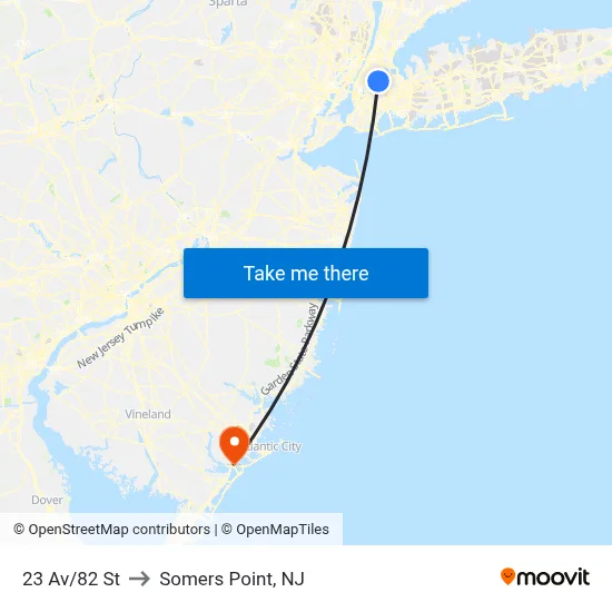 23 Av/82 St to Somers Point, NJ map