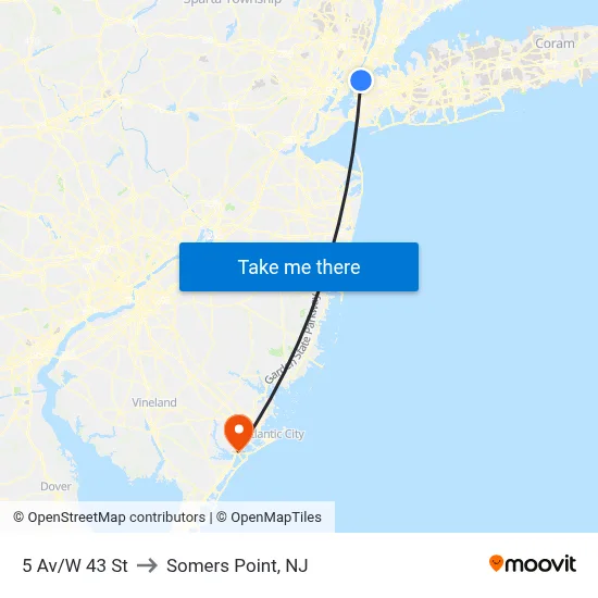 5 Av/W 43 St to Somers Point, NJ map