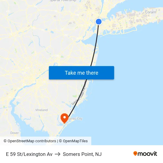 E 59 St/Lexington Av to Somers Point, NJ map