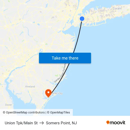Union Tpk/Main St to Somers Point, NJ map