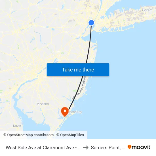 West Side Ave at Claremont Ave - Hblr to Somers Point, NJ map