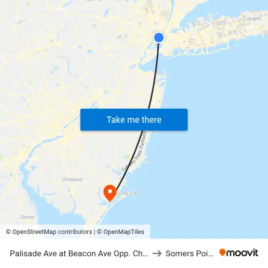 Palisade Ave at Beacon Ave Opp. Christ Hospital to Somers Point, NJ map