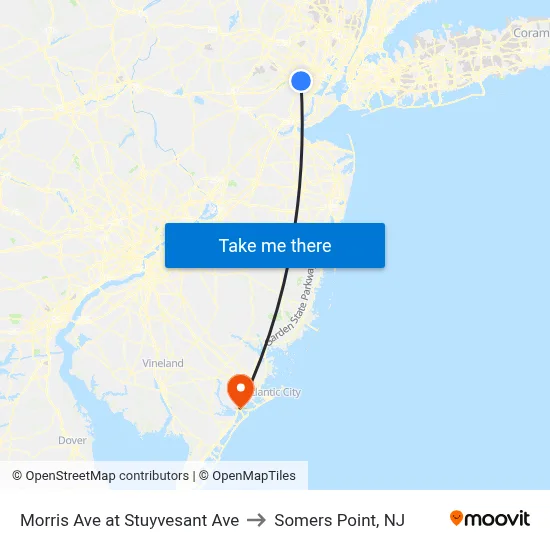 Morris Ave at Stuyvesant Ave to Somers Point, NJ map