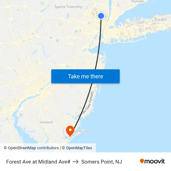 Forest Ave at Midland Ave# to Somers Point, NJ map