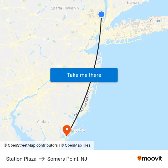 Station Plaza to Somers Point, NJ map