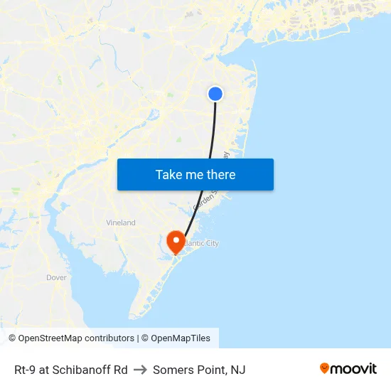 Rt-9 at Schibanoff Rd to Somers Point, NJ map