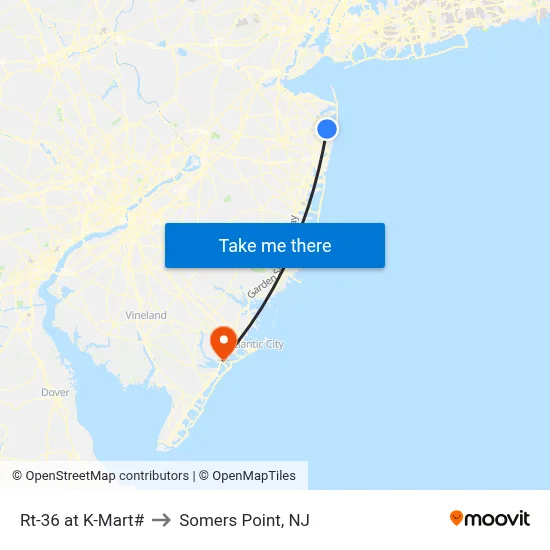 Rt-36 at K-Mart# to Somers Point, NJ map