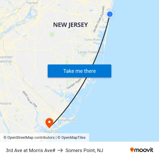 3rd Ave at Morris Ave# to Somers Point, NJ map