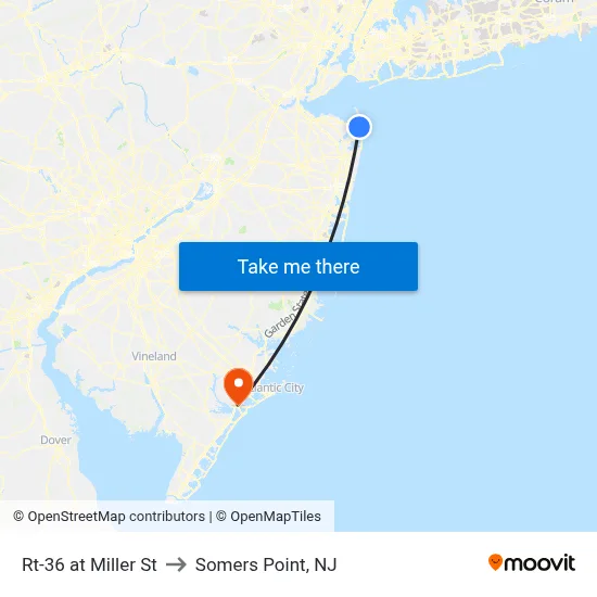 Rt-36 at Miller St to Somers Point, NJ map