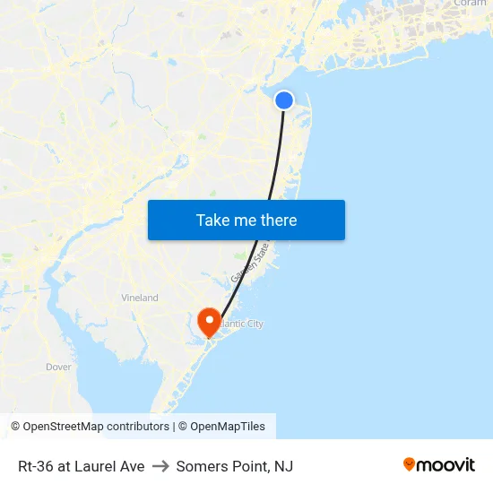 Rt-36 at Laurel Ave to Somers Point, NJ map