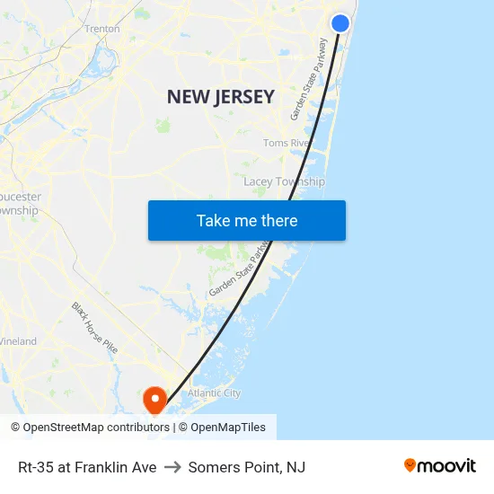 Rt-35 at Franklin Ave to Somers Point, NJ map