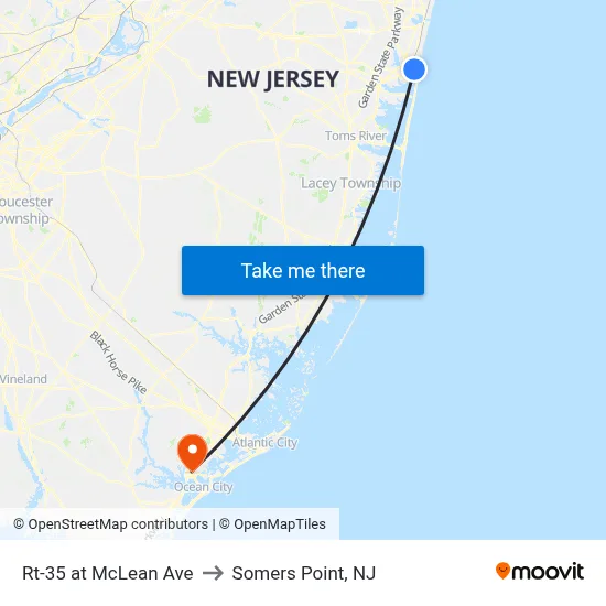 Rt-35 at McLean Ave to Somers Point, NJ map