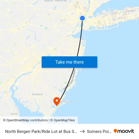 North Bergen Park/Ride Lot at Bus Stop Opposite T to Somers Point, NJ map