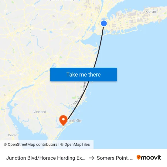 Junction Blvd/Horace Harding Expwy to Somers Point, NJ map