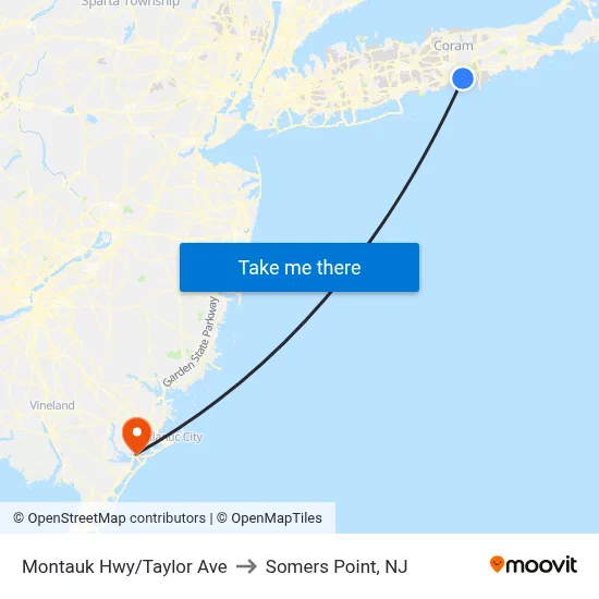 Montauk Hwy/Taylor Ave to Somers Point, NJ map