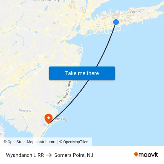 Wyandanch LIRR to Somers Point, NJ map