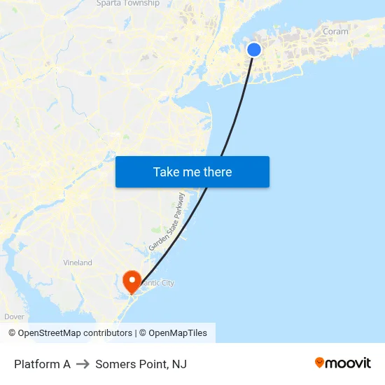 Platform A to Somers Point, NJ map