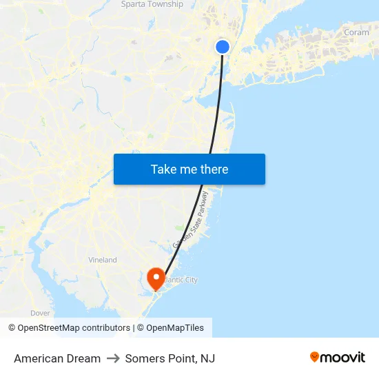 American Dream to Somers Point, NJ map