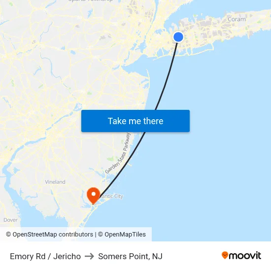 Emory Rd / Jericho to Somers Point, NJ map
