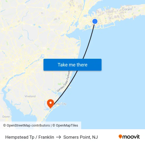 Hempstead Tp / Franklin to Somers Point, NJ map