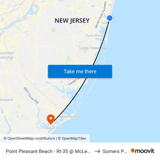 Point Pleasant Beach - Rt-35 @ McLean Ave (Northbound) to Somers Point, NJ map