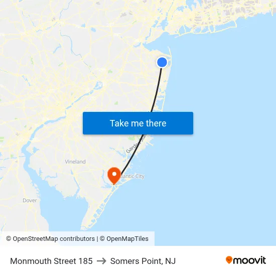 Monmouth Street 185 to Somers Point, NJ map